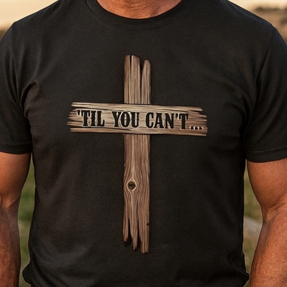 Unisex ’Til You Can’t Rustic Wooden Cross Tee | Christian Faith Graphic T‑Shirt